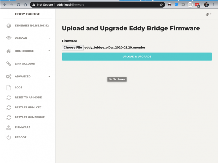 Update Firmware on the Legacy Eddy Bridge